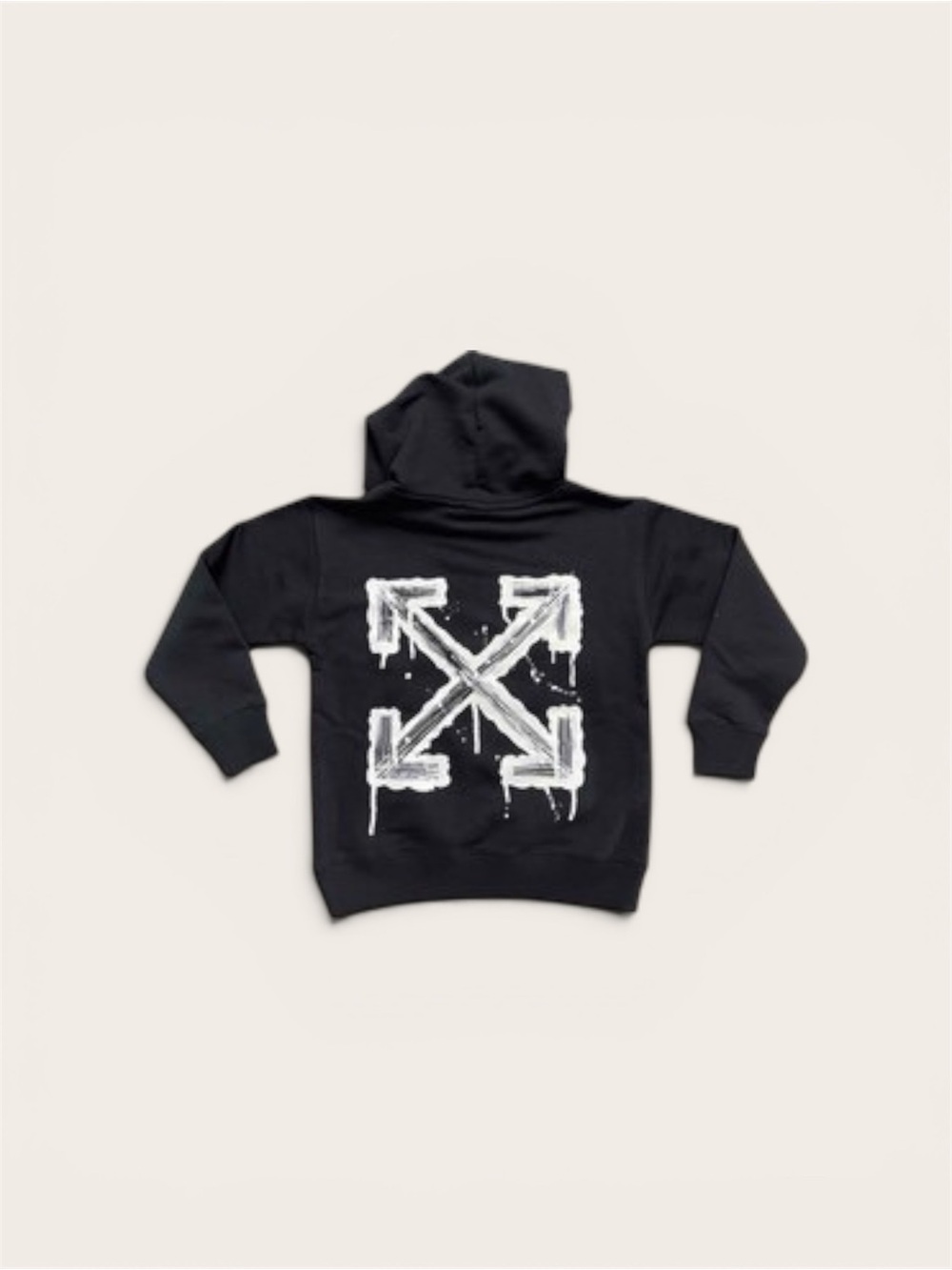 OFF WHITE Black Kids Hoodie with White Arrow Graphic